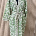 Handmade 100% Cotton Robe — Green Print