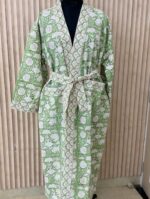 Green Floral Robe, Quilted Bag & Silk Scarf Gift Set - Image 4