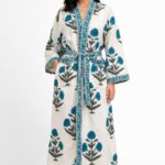 Handmade 100% cotton robe - Blue print