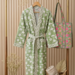 Green Floral Collection – Robe & Quilted Tote Gift Set
