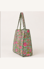 Aqua Floral Quilted Tote Bag - Image 3