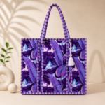 Quilted cotton purple tropical tote bag - Image 2
