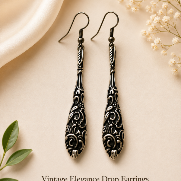 Vintage Antique Silver Filigree Drop Earrings