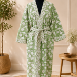 Handmade Sage Blossom Waffle-Wave Robe