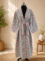 Pink Floral Robe, Quilted Bag & Silk Scarf Gift Set - Image 2