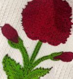 Handmade Crimson Bloom Waffle-Wave Robe - Image 3