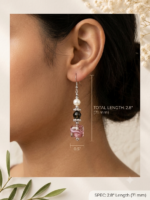 Blush Pearl & Crystal Handmade Beaded Earrings - Image 2