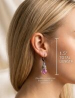 Handmade Pink Glass & Teal Floral Beaded Earrings Set - Image 2
