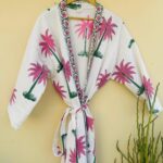 Handmade Pink Palm Waffle-Wave Robe