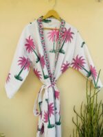 Handmade Pink Palm Waffle-Wave Robe