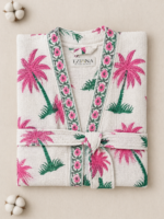 Handmade Pink Palm Waffle-Wave Robe - Image 2