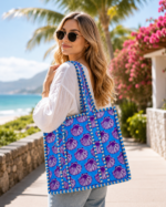 Quilted Blue Seashell Tote Bag - Image 2