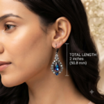 Handmade Artisan Earrings Combo – Turquoise Beaded & Blue Crystal Teardrop Set - Image 3