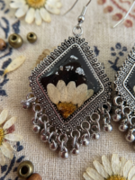 Ornate Pressed-Flower Silver Earrings - Image 3